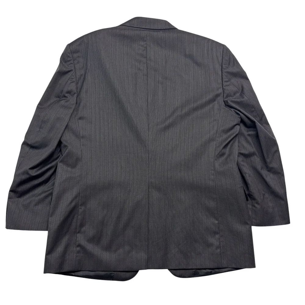 Jos A Bank 46R 40x32 Charcoal Pinstripe 2pc Pant Suit Signature Gold Pleated